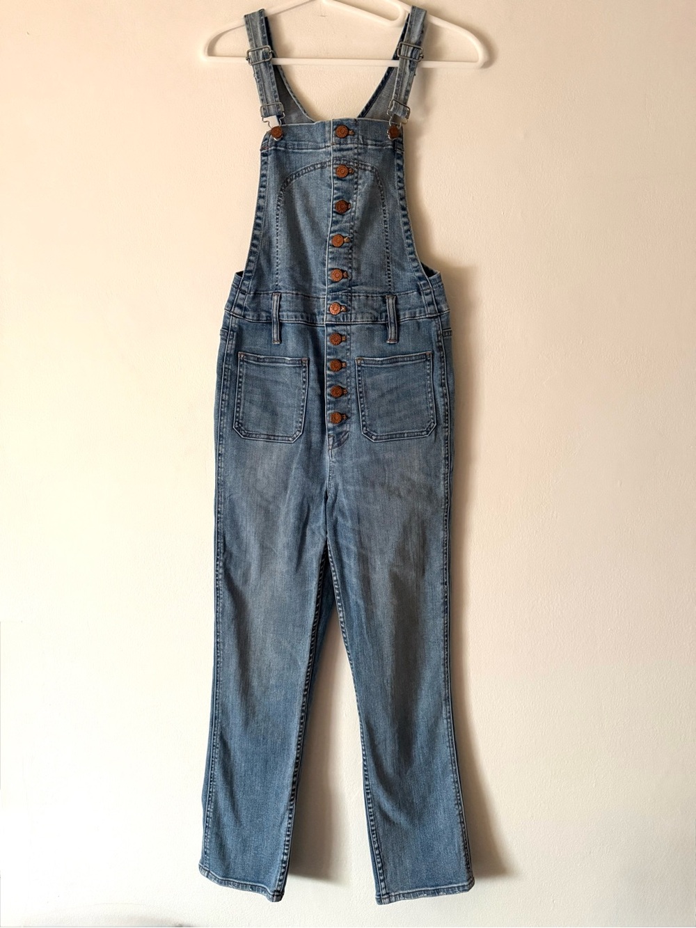Madewell S Distressed Light Blue Bayfront Denim Overalls